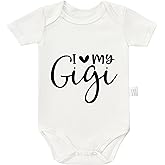 TENUB I Love My Gigi Bodysuits, Cute Infant Toddler Boy Girl Newborn Cotton Romper Short Sleeve Jumpsuit Outfits 0-24 Months