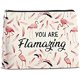 Nurawo Inspirational Flamingo Gifts Makeup Bag Cosmetic Bags for Women Flamingo Lover Gifts Chic You Are Flamazing Makeup Pouch With Zipper Travel Toiletry Organizer Bag