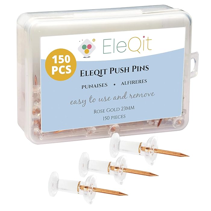 Buy 150 Clear Push Pins Plastic Head Thumb Tacks with Steel Point