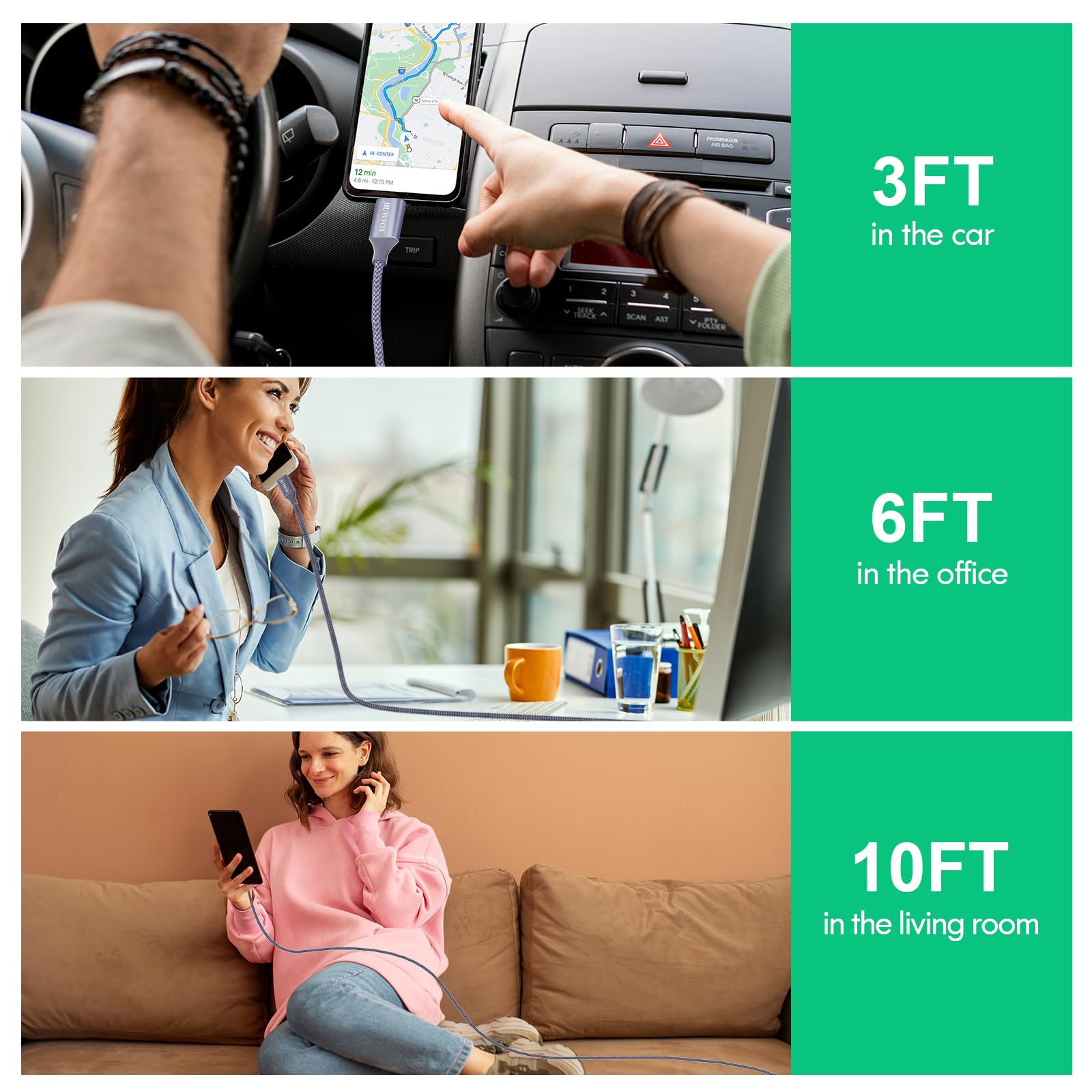 USB to USB C Cable, (5-Pack, 3/3/6/6/10 ft) Type C Charger Cord Fast Charging for iPhone Air 17 16 Pro Max, Galaxy S25 S24 S23 A15 A16 A25 A26 A35 A36 A55 A56, Moto, Pixel and More