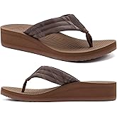 COFACE Flip Flops for Women with Comfortable Arch Support Ladies Fashion Lightweight Wedge Flip Flops Summer Soft Cushion Platform Thong Sandals for Beach
