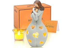 IMPOUO Gifts for Mom Christmas Unique from Daughter, Mother's Day Birthday, Mom Ideas, Candle Holder W/Flickering Led Flameless Candle