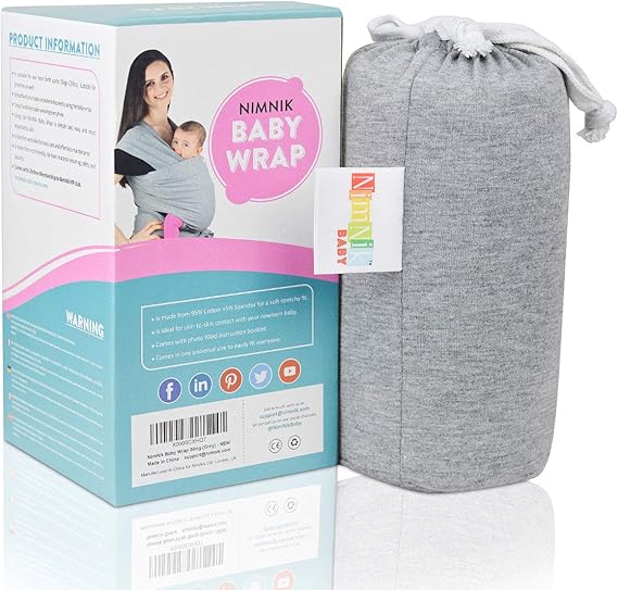 Nimnik Baby Sling Wrap Carrier Natuurlijke Katoen Multi Positie Zachte Sling Voor Pasgeborenen Zuigelingen Vanaf De Geboorte Grijs Amazon Nl
