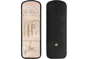 LASUK Travel Jewelry Holder Organizer Case, Foldable Jewelry Storage Bag, for Necklaces Rings Earrings Bracelets, Small, Black