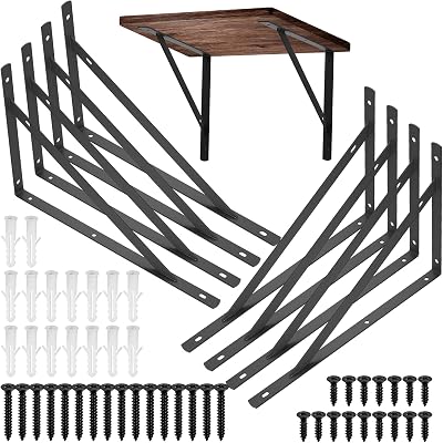 HAOCHEN Heavy Duty Triangular Shelf Brackets 8 pcs 300x190mm Black