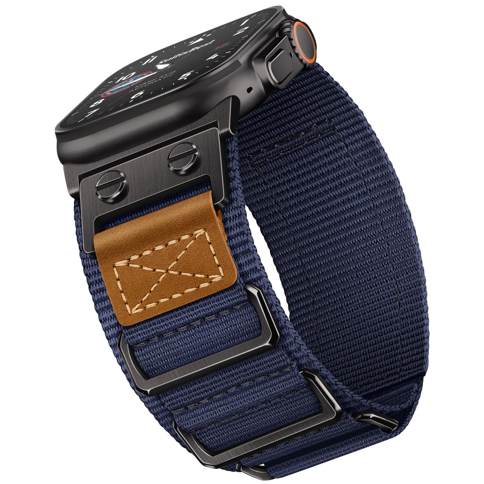 Suitisbest Rugged Bands Compatible for Apple Watch Ultra Band 49mm 46mm 45mm 44mm 42mm, 3 Ring Military Nylon Sport Durable Metal Strap for iWatch Series 11 10 9 8 7 6 5 4 3, SE 3 2 1, Ultra 3 2 1