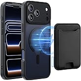 TopMade Mag-Safe Case for iPhone 17 Pro Max with Magnetic Wallet Card Holder, Mag-Safe Phone Case with Magnetic Wallet Fit 4 Cards, Translucent Matte Shockproof Cover for iPhone 17 Pro Max, Black