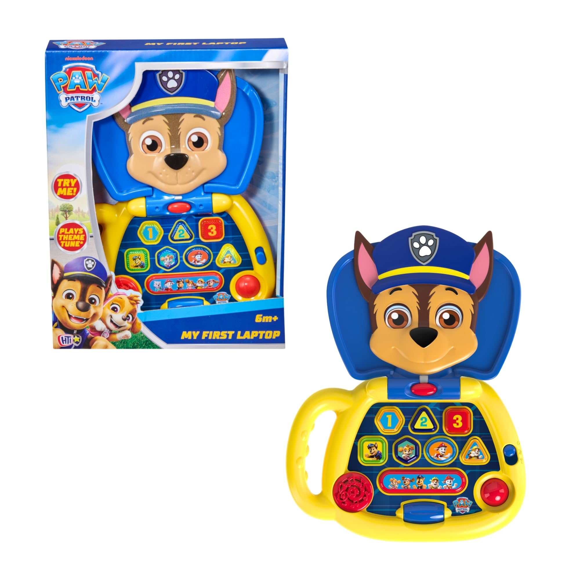 Paw Patrol Chase My First Laptop | Interactive Learning Toy for Toddlers with Lights Sounds & Music | Includes Peppa Theme Tune | 14 Fun Activities & Moving Ears Feature | Age 6M+