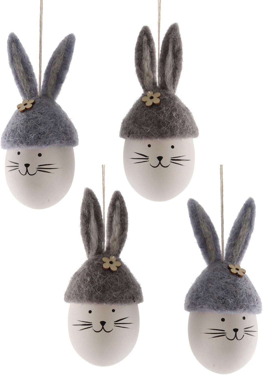 2 x 2er-Set Anhänger "Ostereier mit Filzhasenhut" Gesamt 4 ...