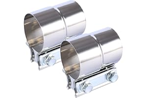 BATONECO 2.25 Inch Lap Joint Exhaust Band Clamp Exhaust Repair Preformed For Exhaust Pipe Connection Stainless Steel (2.25" 2 Packs) Metallic