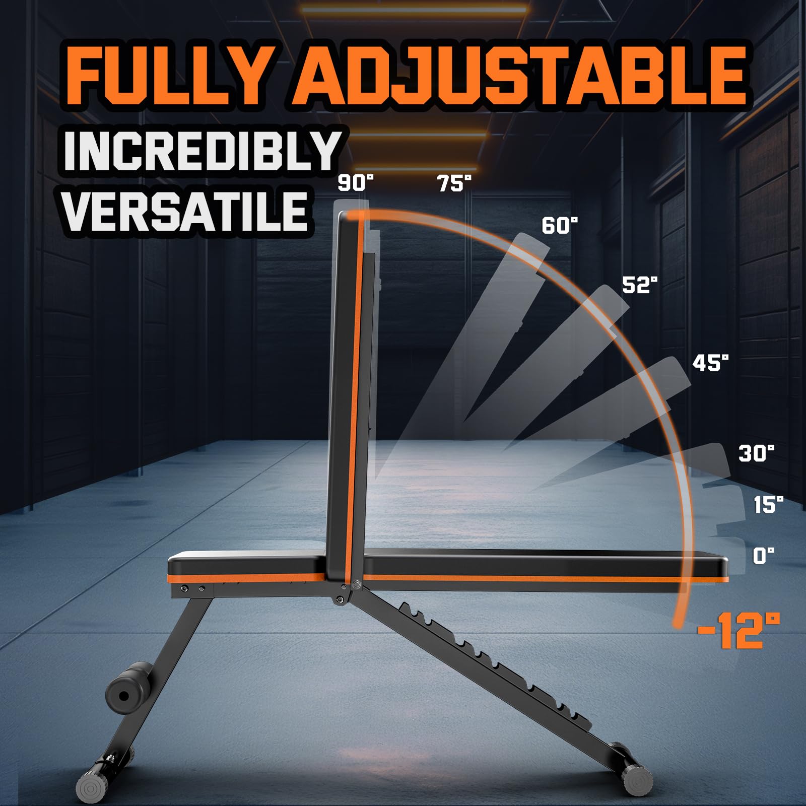 Lusper Weight Bench for Home Gym, Adjustable and Foldable 700LB/800LB Weight Bench, Multi-Purpose Workout Bench for Bench Press Sit up Incline Flat Decline