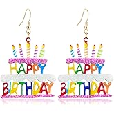 Gdpaddy Bohemian Funny Acrylic Colorful Birthday Cake Dangle Drop Earrings Personalized Simulation Candle Hook Earrings For Women
