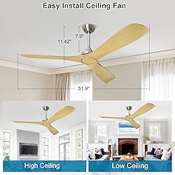 Depuley 52 Inch Remote Ceiling Fan Without