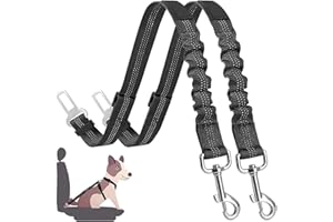 LauCentral Dog Seat Belts for Car, [2 Packs] Headrest Restraint Puppy Safety Adjustable Dog Car Seatbelts and Strong Leash Le