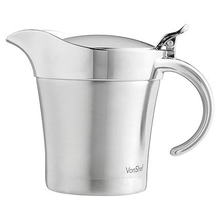 VonShef 500ml Sauciere aus Edelstahl – Doppelt isoliert, ideal für Bratensoßen, Vanillesoße & Schlagsahne