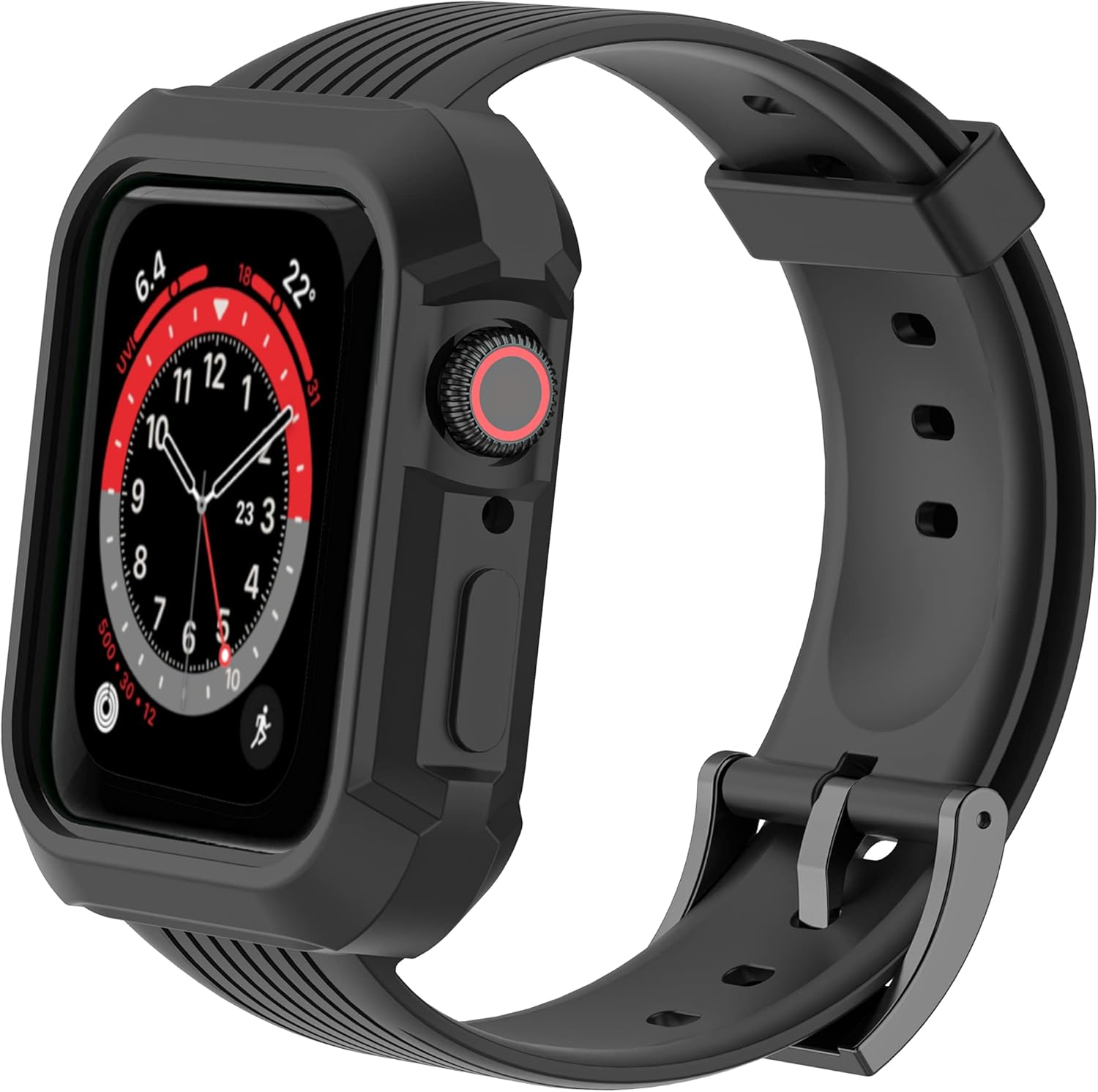 UNKNOK Compatible with Apple Watch Band 38mm 40mm 42mm 44mm Men Women Bands for iWatch Series SE 6 5 4 3 2 1, Rugged Protective Sports Wristband with Bumper Case for Wen Women Teenagers