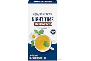 Amazon Grocery, Night Time Herbal Tea, Caffeine Free, 1.1 Oz, 20 Ct (Previously Happy Belly, Packaging May Vary)