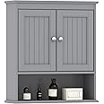 Spirich Bathroom Wall Cabinet, Wall Mounted Medicine Cabinet Organizer, Over The Toilet Storage Cabinet with Doors and Shelves, Gray