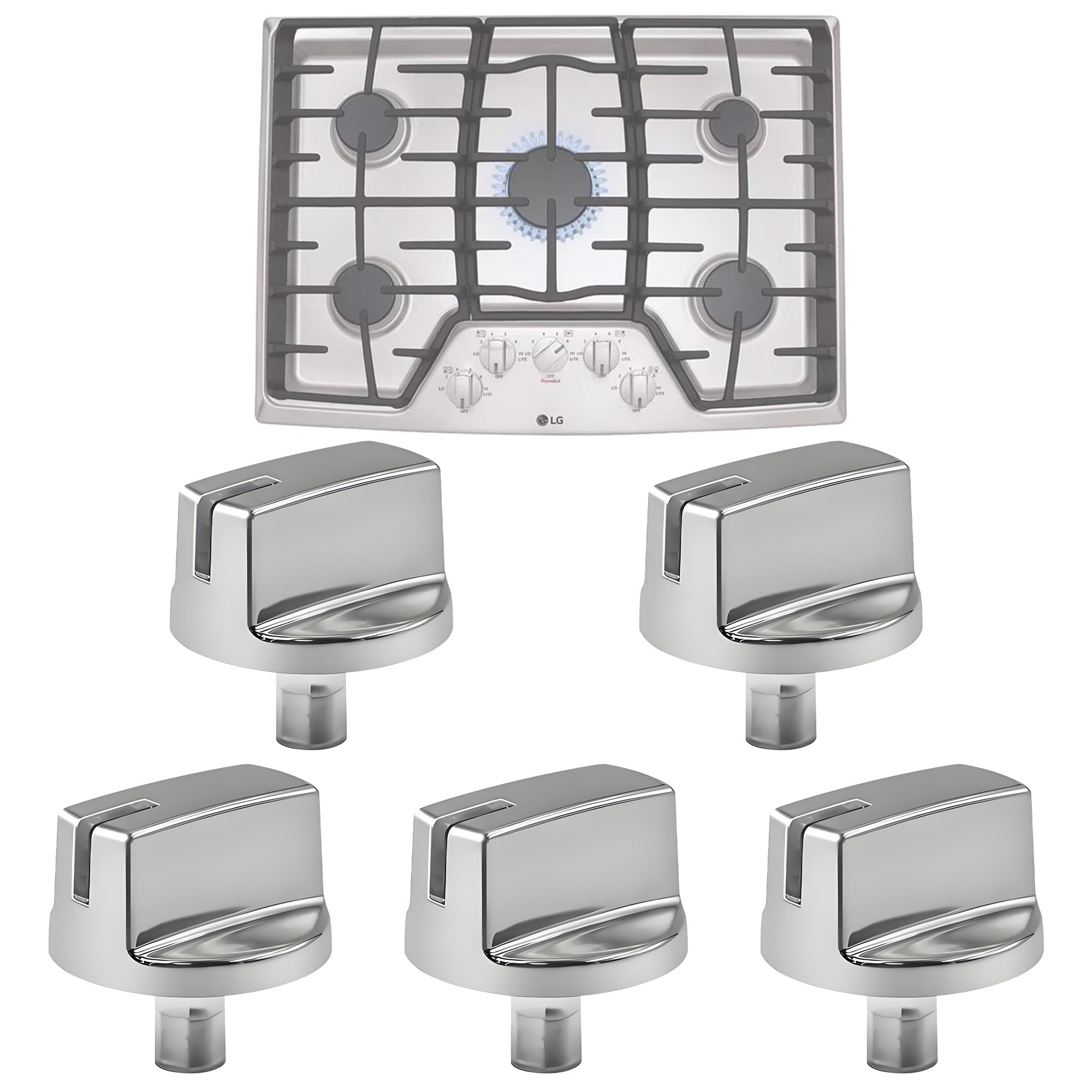 Photo 1 of WUVYFWN 5 Pack AEZ73293801 Burner Control Knob Replacement,Compatible with LG Range/Stove Gas Cooktop,Burner Control Knob Assembly Replaces EBZ60710601,2025031,AH3639420,EA3639420,AP5594929,PS3639420