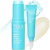 TULA Skin Care Drenched in Hydration Lip Mask & Eye Balm Duo | 24-7 Moisture Day & Night Peptide Lip Mask: 0.28oz, Glow + Get It Cooling & Brightening Eye Balm: 0.35 oz | 2 Piece