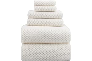YTYC 39x78 Inch Oversized Bath Sheets Towels for Adults Luxury Bath Towels Extra Large Sets for Bathroom Super Soft Highly Absorbent Microfiber 80% Polyester (White,6 Piece)