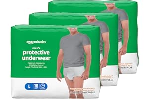 Amazon Basics Incontinence Underwear for Men, Maximum Absorbency, Large, 54 Count (3 Packs of 18)