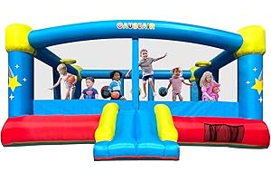 Causeair Big Inflatable Bounce House for Party Fun,15ft x 14.8ft,Double Basketball Hoop,Throw Ball Game,Reinforced PVC Bounce Floor,Jumping Bouncy Castle Holds 6 Kids