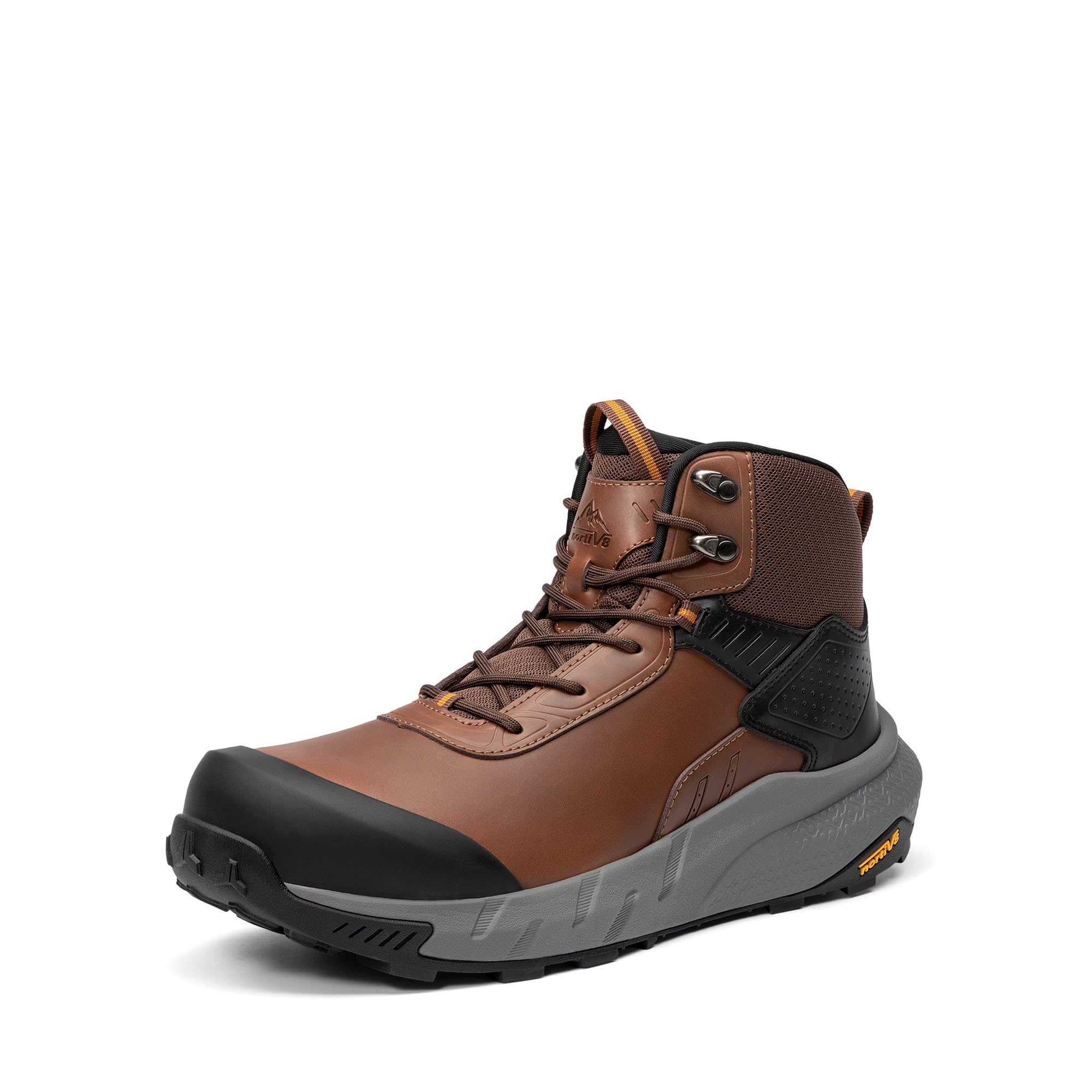 View 1 of NORTIV 8 Composite Toe Boots for Men – Waterproof Lightweight Non-Slip ASTM F2412-24 & ASTM F2913-24 Safety Work Boots for Warehouse & Construction, VaporGuard-Nano,Size 10,Brown