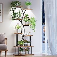 Plant Stand Indoor with Grow Lights - 8-Tier Indoor Plant Shelf, 68.11" Tall Lighted Corner Plant Stand, S-shaped Large Flowe