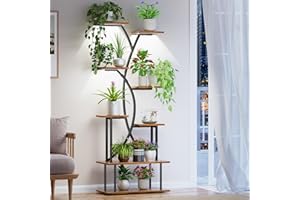 Plant Stand Indoor with Grow Lights - 8-Tier Indoor Plant Shelf, 68.11" Tall Lighted Corner Plant Stand, S-shaped Large Flowe