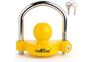 PEAKTOW PTS0002 Heavy Duty Universal Adjustable Coupler Lock Trailer Hitch Storage Security Lock Fits 1-7/8, 2, 2-5/16 Inches