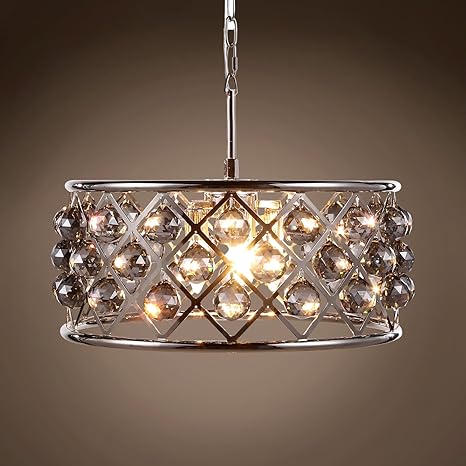 Crystal Grid Hoop 5 Light 20 Polished Nickel Smoke Crystal