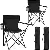 Canpsky 2 Pack Portable Camping Chairs Folding Lawn Chair Outdoor Lightweight Beach Chair with Cup Holder & Carry Bag for Outside Sports, Fishing, Hiking, Travel, Picnic, Backyard (Black-Dark)