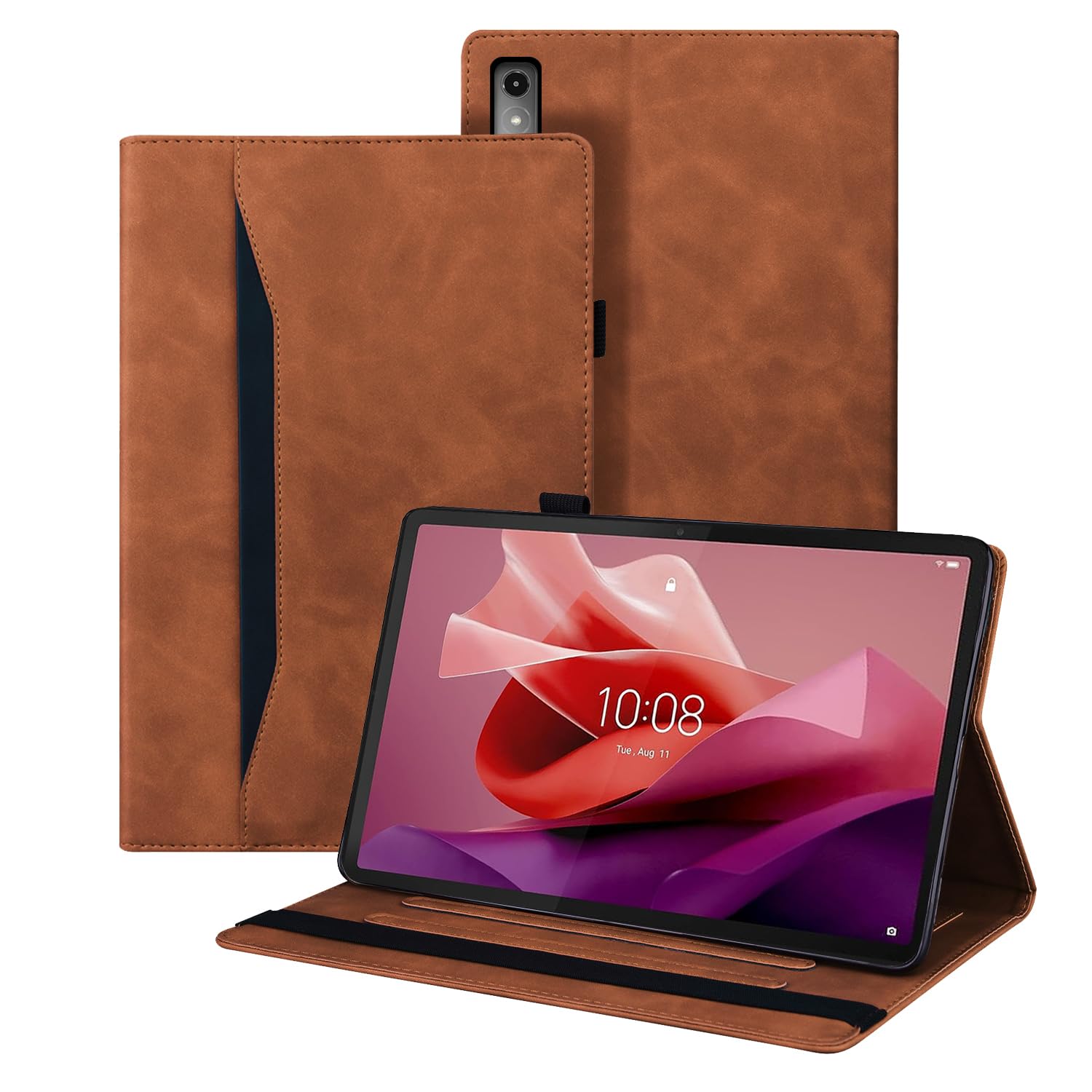 Auslbin Case Compatible with Lenovo Tab P12 12.7" 2023, Pu Leather Tablet Cover suitable for Lenovo Tab P12 2023, Classic Leather Style, Brown — image 1