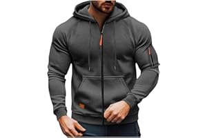 Full Zip Hoodies for Men Tactical Hooded Sweatshirts Gym Pullover Tops Long Sleeve Workout Jacket with Pockets