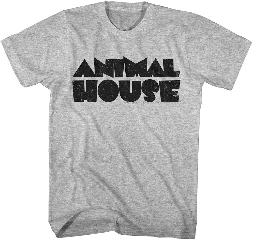 Animal House TShirt Distressed Black Logo Grey Heather Tee