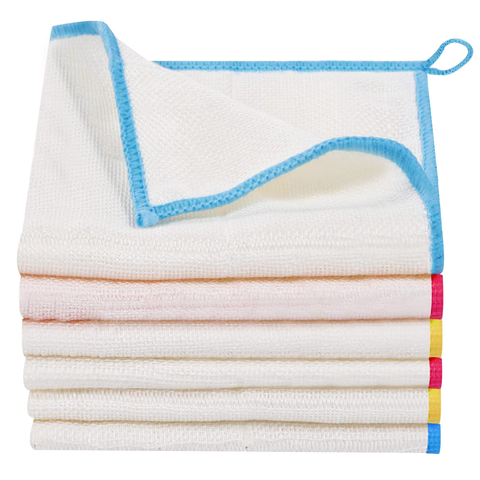 Lanjue 6 Pieces Dish Cloths 25 * 25cm, 3 Colors Kitchen Cloth Reusable Dish Rags Tea Towels Housework Cleaning for Washing Up
