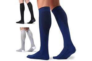 FITRELL 3 Pairs Compression Socks for Women and Men 20-30mmHg- Support Socks for Travel, Running, Nurse, Knee High Socks, Bla
