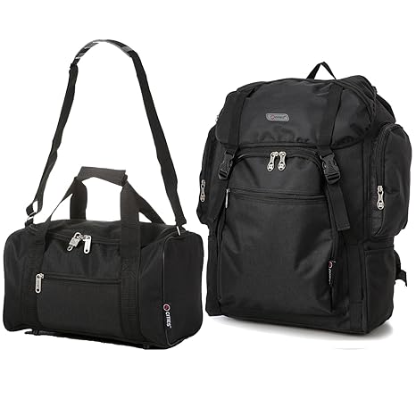 Ryanair 44L Maximal 55x40x20cm Rucksack Leichtgewicht Handgepäck Bordgepäck (Schwarz + 2nd Tasche)