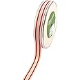 May Arts 5/8-Inch Wide Ribbon, Organic Cotton with Red Stripes