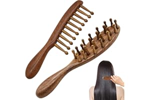 2Pcs Loc Brush for Dreads, Golden Sandalwood Lock Brush with Wide Teeth for Scalp Massage, Gentle Detangling on Hair, Comfort