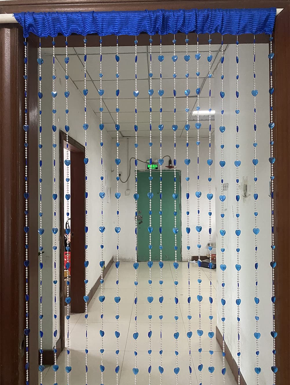 ZiDeTang Acrylic Beaded Door Curtain Home Décor Tassel Room Divider Curtain (100cm by 195cm, Heart Dark Blue)
