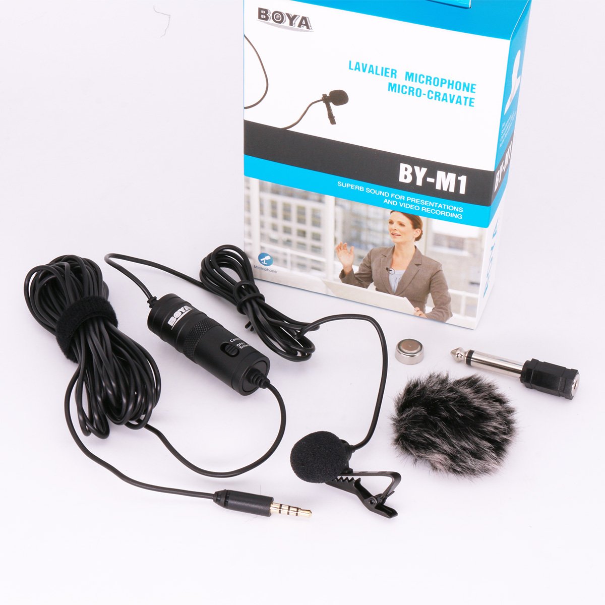 BOYA by-M1 Lavalier Microphone for iPhone with Free Windshield for Smartphones Mobile Phone DSLR Cameras PC Interviewing Vlogging Livestreaming