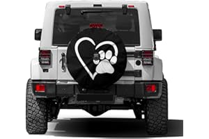 Foruidea Dog Pet Paws Love Heart Spare Tire Cover with Backup Camera Hole Wheel Tire Cover Fit Trailer, RV, SUV and Many Vehi