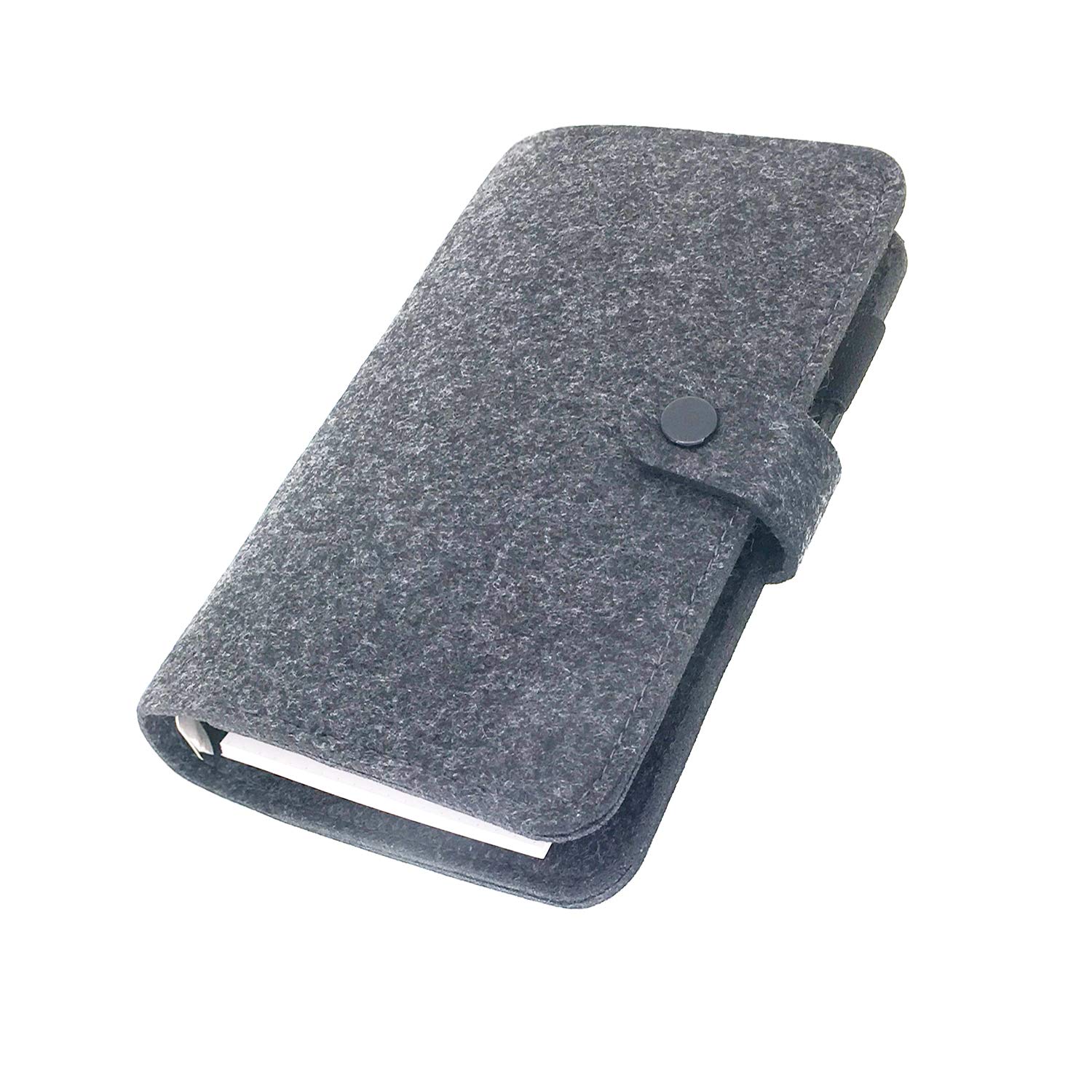 A6/ A5 6-Holes Felt Cover Round Ring View Binder File Folder for Loose Leaf Sheet Protectors/Binder Cover Protector, Black, A6 mini Set