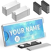 Magnetic Name Tags Kit, 15 Pack Reusable Magnetic Badge Holders with Strong Magnet Backing Clear Acrylic Frame for Business Office School Classroom Refrigerator Locker (No Name Tags Included)