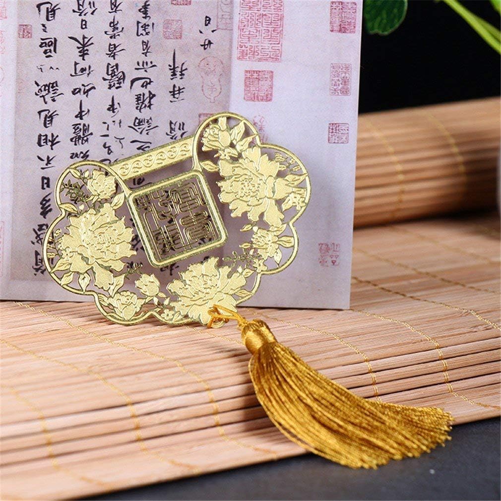 Tery Classic Retro Home Decoration Bookmark Ethnic Style Brass Handmade Student Gifts,Ruyu (Color : Huakai)