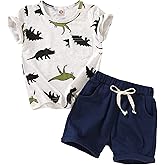 YOUNGER TREE Toddler Baby Boy Summer Clothes Dinosaur T-Shirt and Shorts Boy Outfits 12 Months to 4T