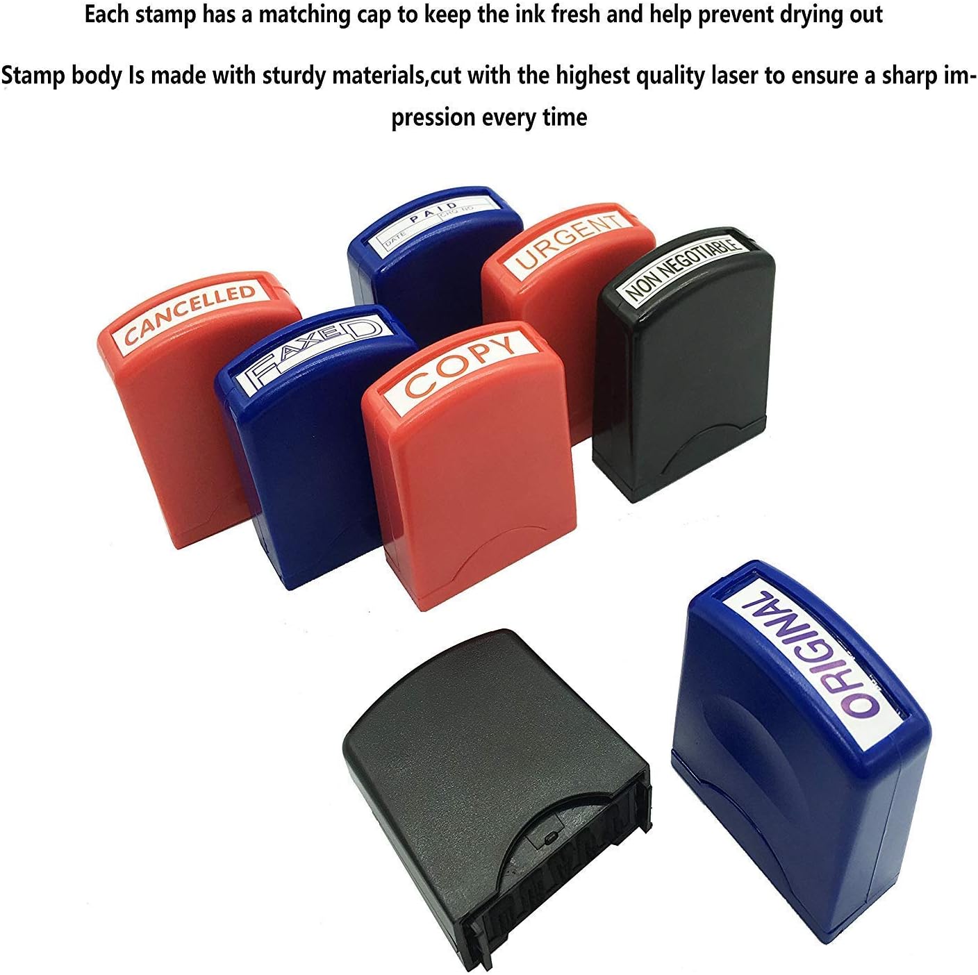 Home Office Business Rubber Stamp - Self Inking Pre-Inked Office Stamp Set, Message Account Stamp Office Stationary Stamper Business Paper Work Text File Stamps(8PCS) : Office Products