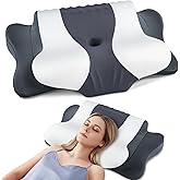 DONAMA Cervical Neck Pillow for Pain Relief, Orthopedic Contour Neck Pillow with Memory Foam Ergonomic Pillows with Dual Heights for Back, Stomach and Side Sleepers (Dark Grey)
